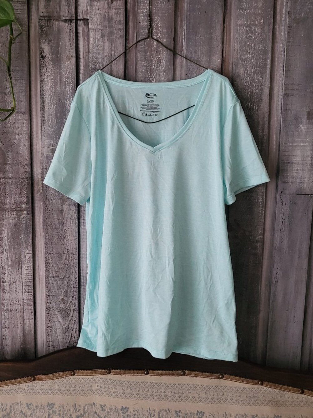 ACX Active Mint Green V-Neck Short Sleeve Athletic Workout T-Shirt Size XL